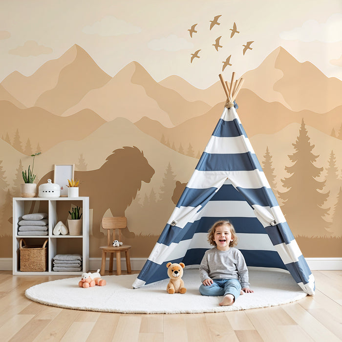 Papel pintado infantil | Leones majestuosos en el corazón de la naturaleza