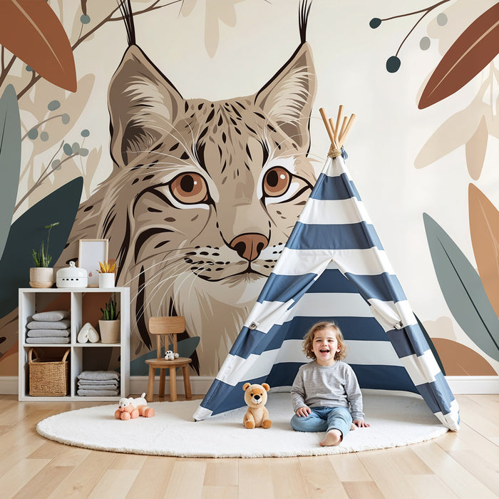 Papier peint chambre enfant | Lynx dans la nature