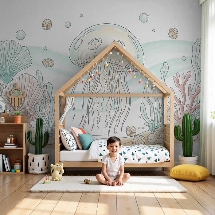 Kids room wallpaper | Jellyfish and underwater backgrounds