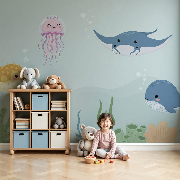 Carta da parati bambini | Mondo sottomarino allegro