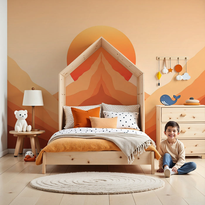 Kids room wallpaper | Mountains at sunset