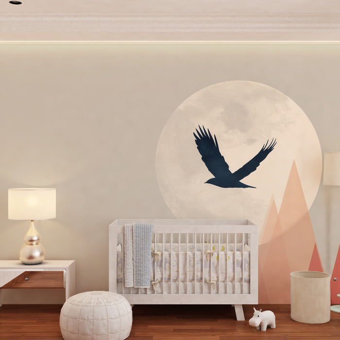 Kinderkamer behang | Kleurrijke bergen en vogelvlucht