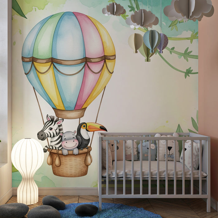 Tapety dla dzieci | Balon na zwierzętach w dżungli
