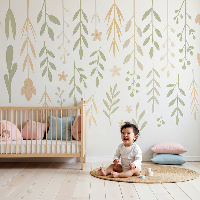 Papel pintado infantil | Motivos de hojas delicadas