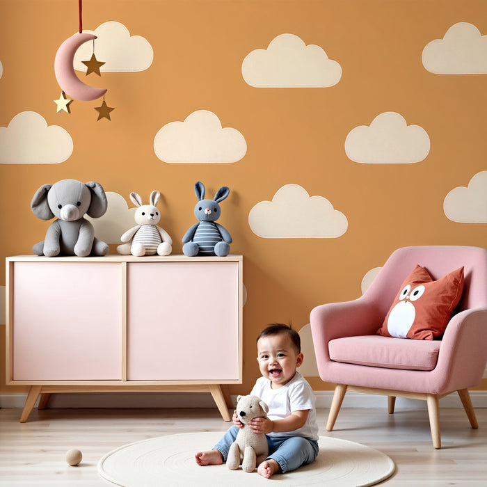 Papel de parede criança | Nuvens suaves em fundo terroso