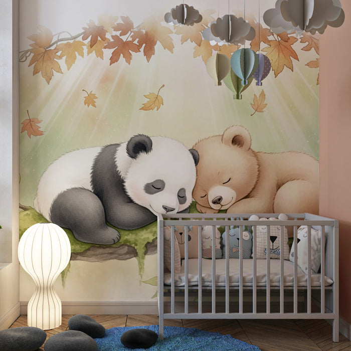 Kids room wallpaper | Unistused karud lehtede all magamas