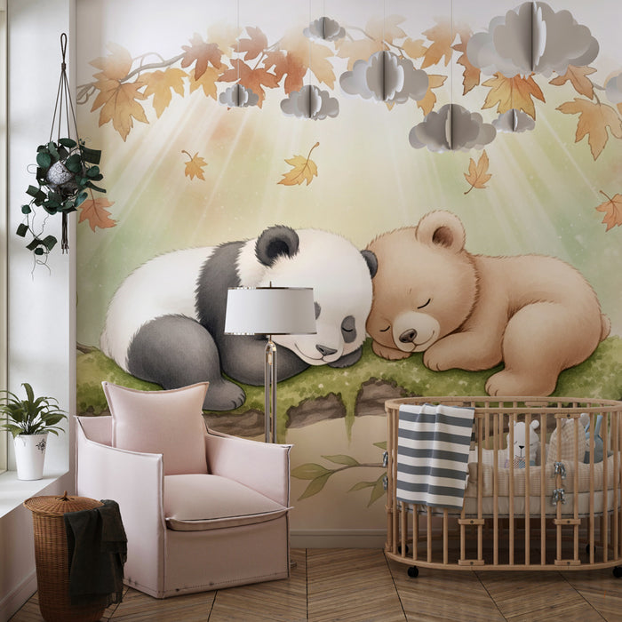 Kids room wallpaper | Unistused karud lehtede all magamas