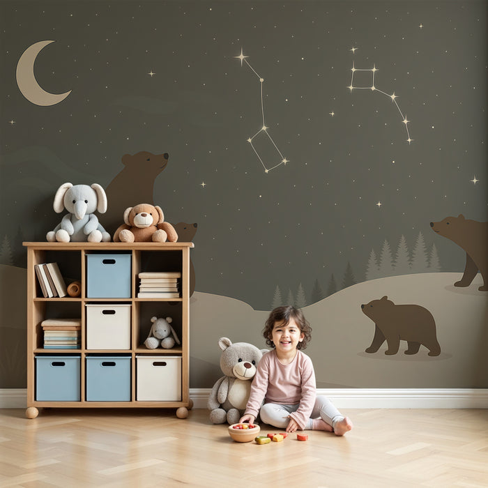 Kinderzimmer Tapete | Bären unter den Sternen