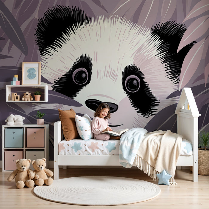 Tapeta dětského pokoje | Skrytý panda v vegetaci