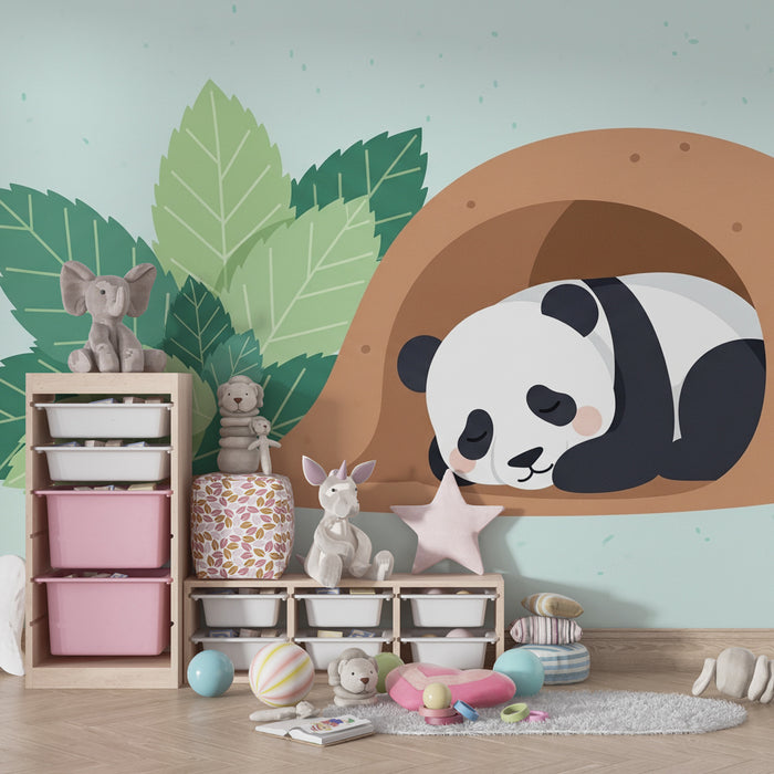 Gyermekszoba tapéta | Alvó panda a barlangjában