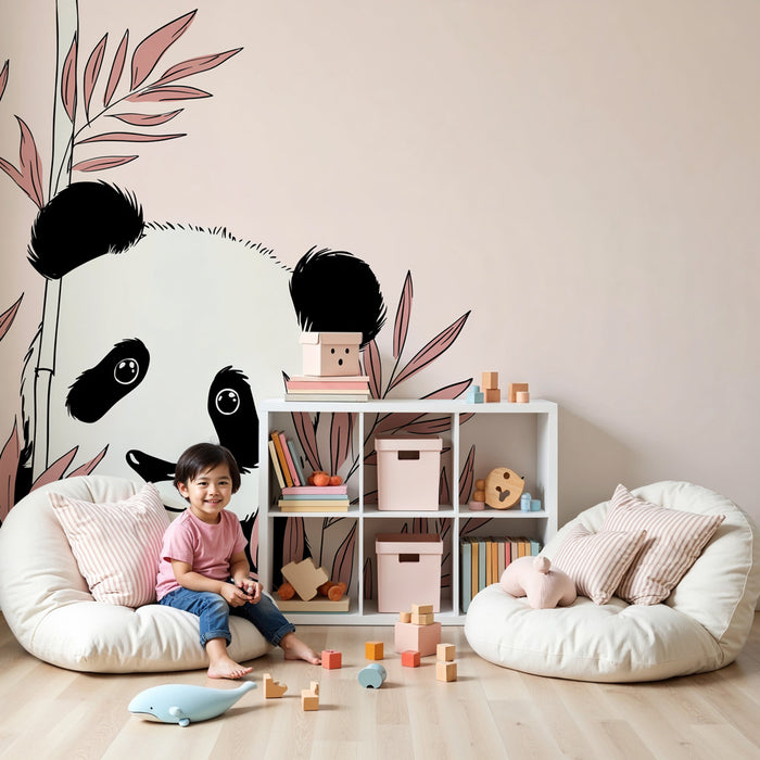 Dětský pokoj tapeta | Roztomilý panda a jemná atmosféra