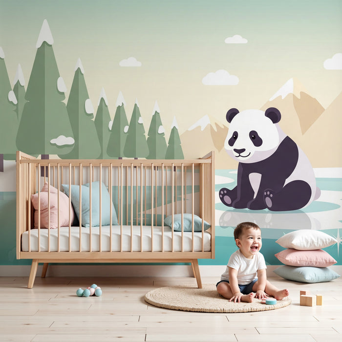 Tapety dla dzieci | Rozkošný panda na ledovci