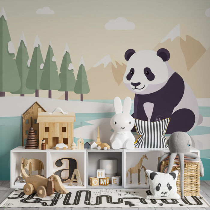 Gyermekszoba tapéta | Aranyos panda jéghegyen