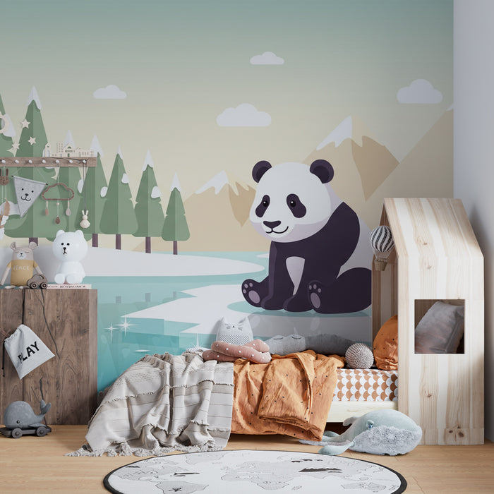 Gyermekszoba tapéta | Aranyos panda jéghegyen