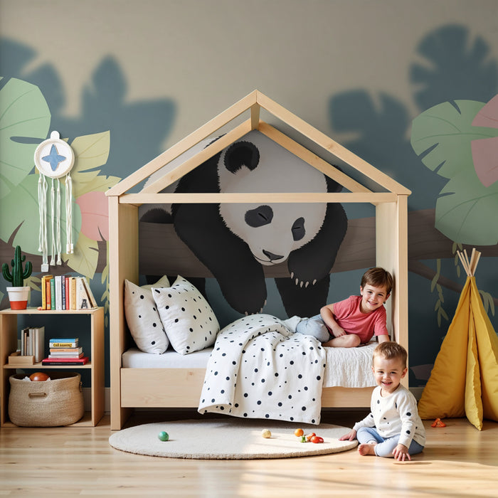 Papier peint chambre enfant | Panda paresseux dans la jungle