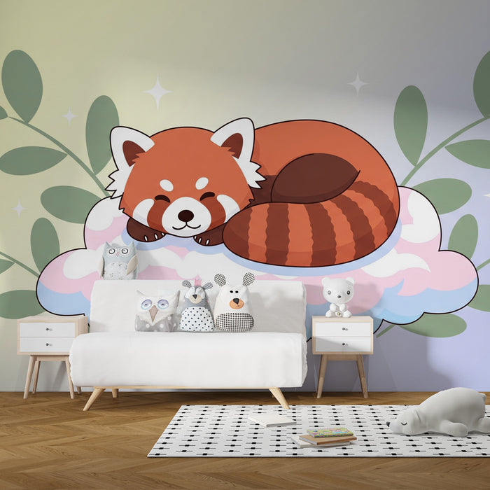 Barntapet | Sovande röd panda på ett moln
