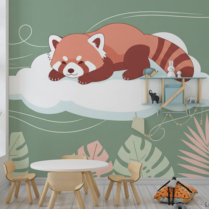 Barntapet | Röd panda på ett moln