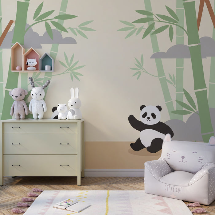 Kinderzimmer Tapete | Spielende Pandas im Bambuswald