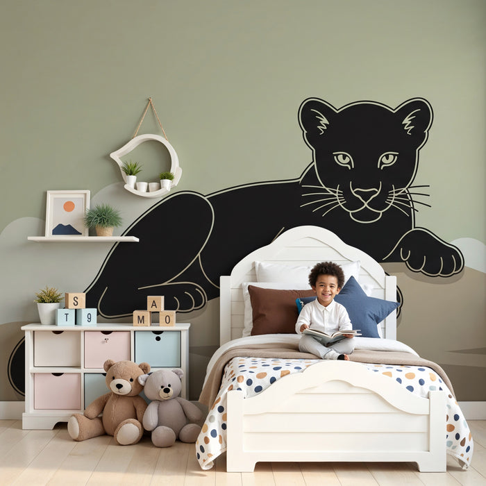Kids room wallpaper | Majestic panther on its rock