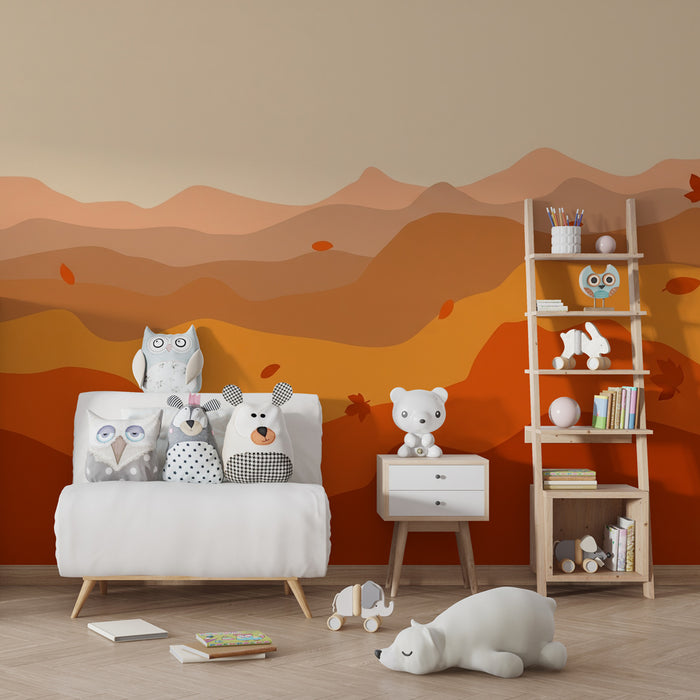 Papier peint chambre enfant | Paysage d'automne aux teintes douces