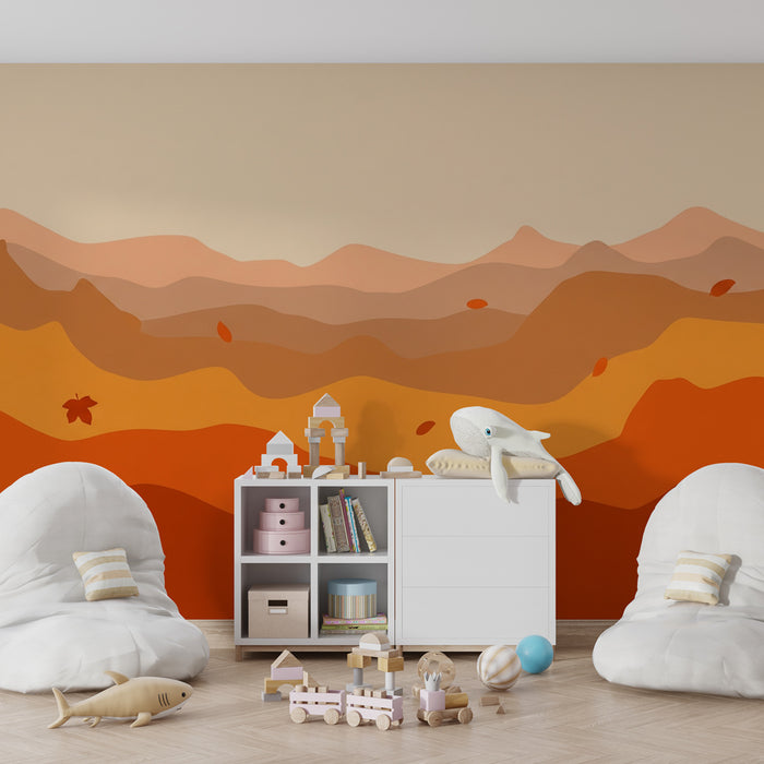 Papier peint chambre enfant | Paysage d'automne aux teintes douces
