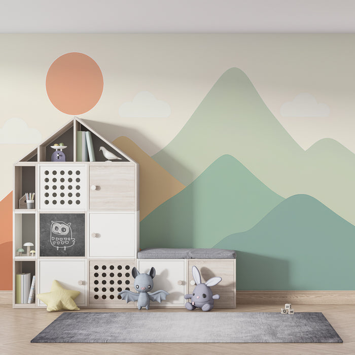 Kinderzimmer Tapete | Sanftes Berglandschaftsmotiv