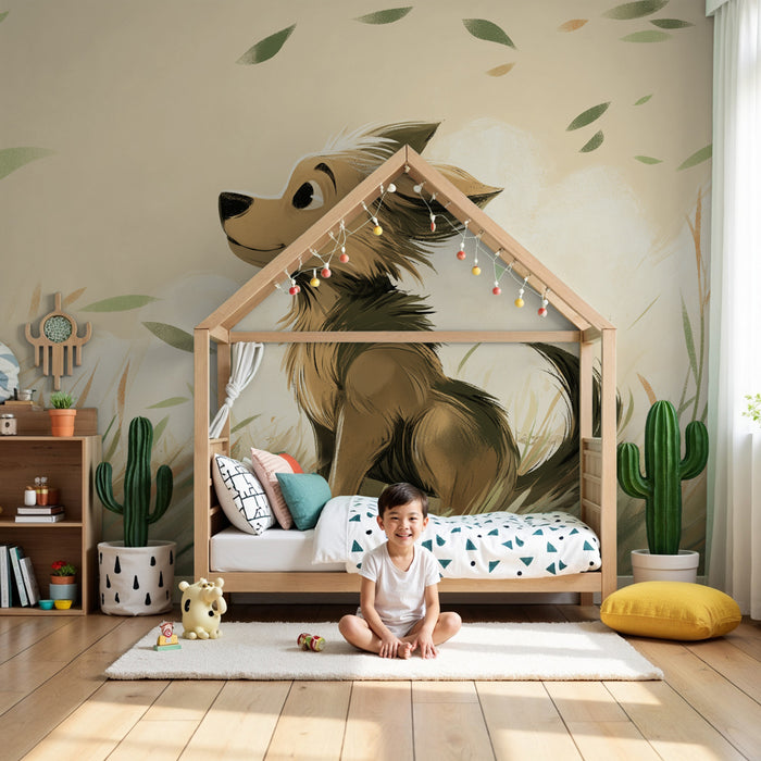 Papel pintado infantil | Perrito en el campo