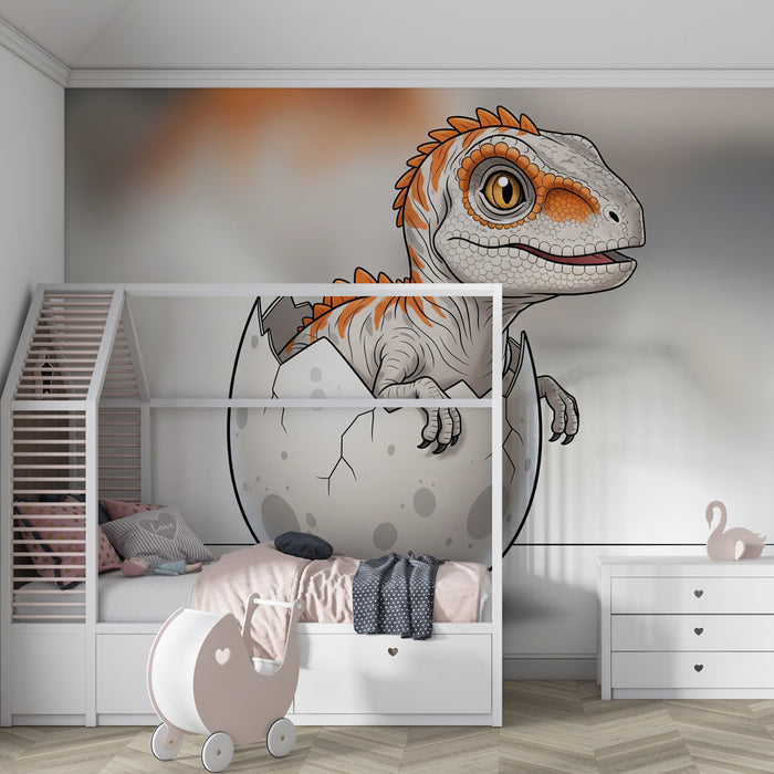 Papel de parede criança | Pequeno dinossauro emergindo do ovo
