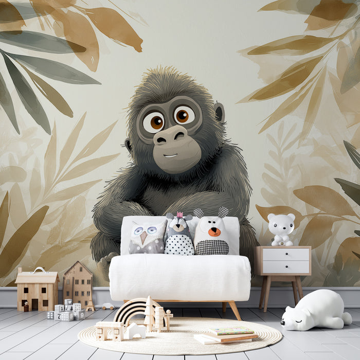 Gyermekszoba tapéta | Kis gorilla a dzsungel szívében