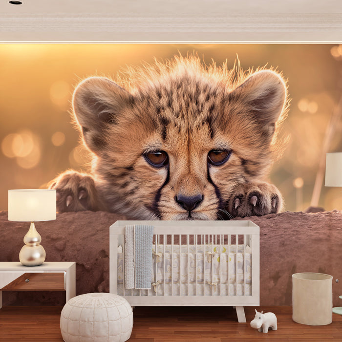 Kids room wallpaper | Väike mänguline gepard savannis