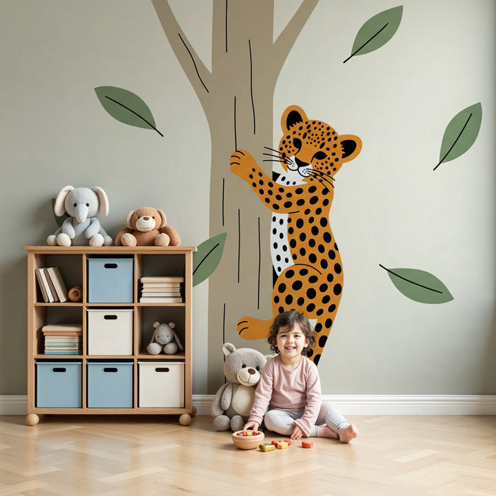 Tapet copii | Micul leopard jucauş în natură
