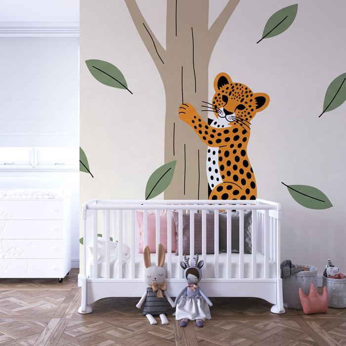Tapet copii | Micul leopard jucauş în natură