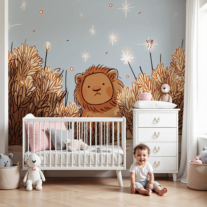 Kids room wallpaper | Malý lev v přírodě