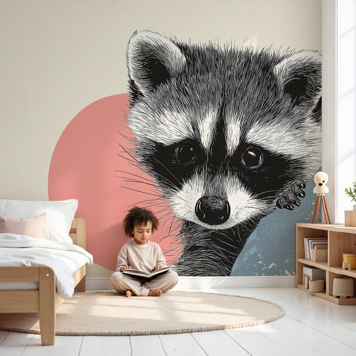 Carta da parati bambini | Piccolo procione birichino