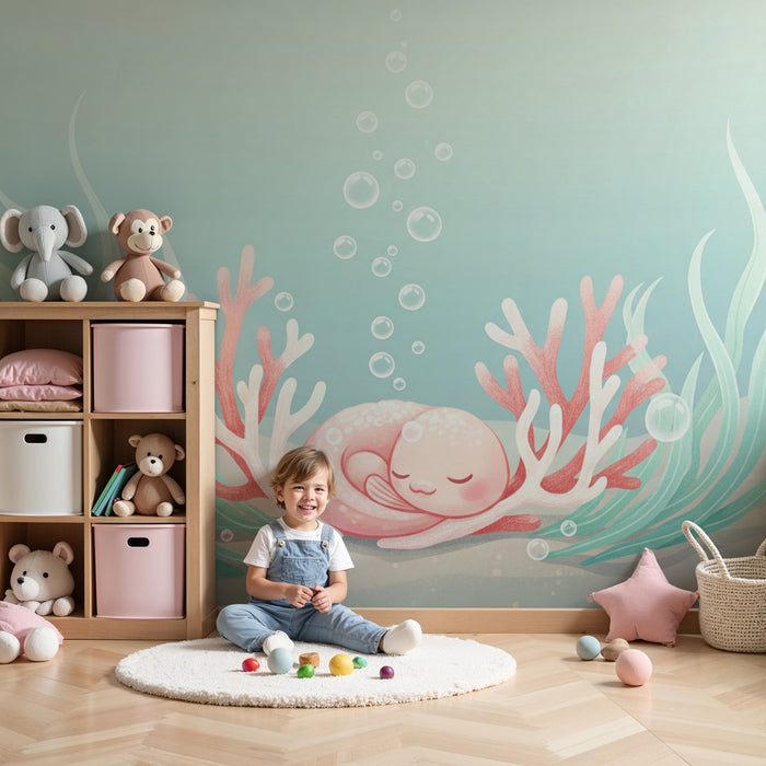 Papel pintado infantil | Pequeña criatura marina tranquila