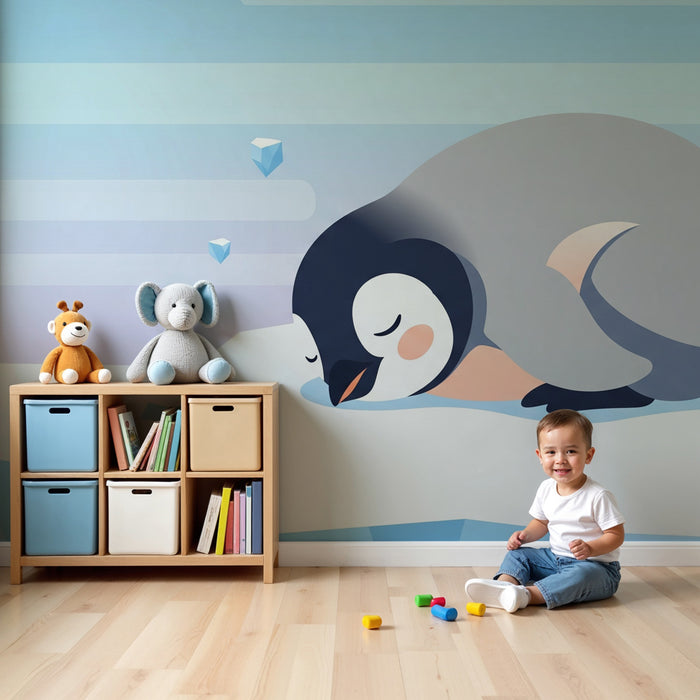 Kids room wallpaper | Unine magab jää peal magav pingviin