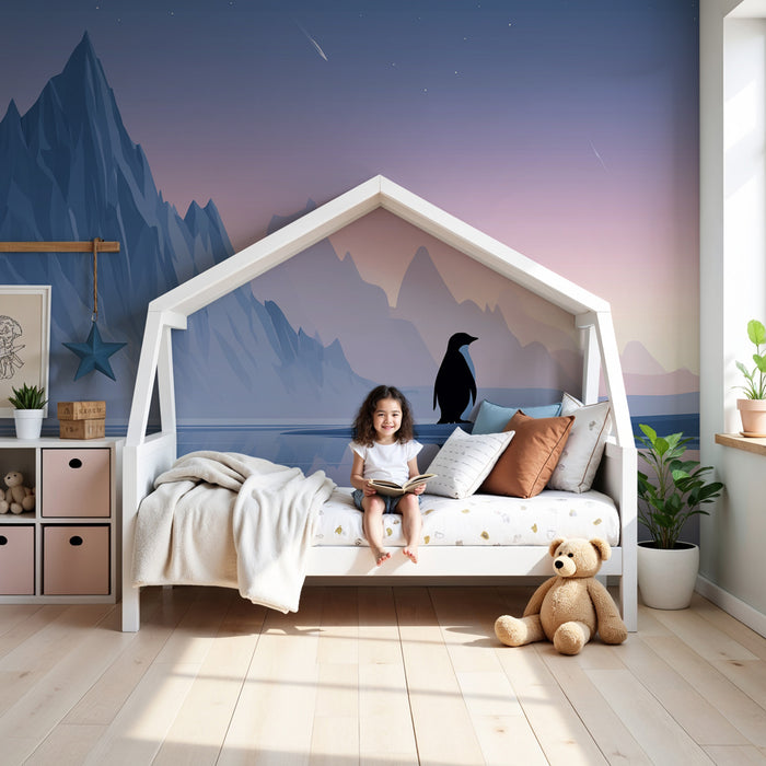 Kinderkamer behang | Pinguïn en bevroren bergen