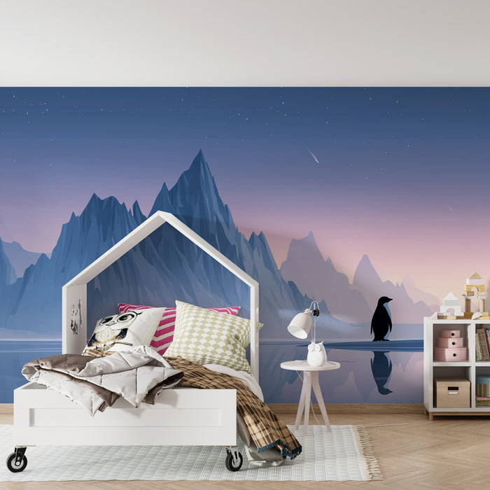 Kinderkamer behang | Pinguïn en bevroren bergen