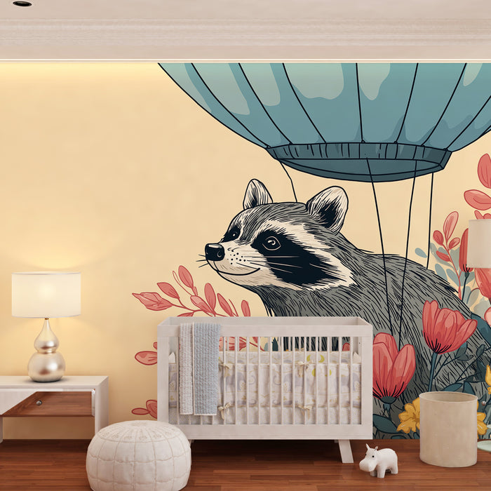 Kids room wallpaper | Seiklejad pesukarud lillede keskel