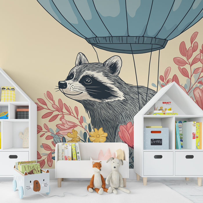 Kids room wallpaper | Seiklejad pesukarud lillede keskel