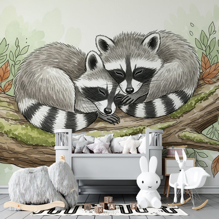 Kids room wallpaper | Medvědíci se tulí na větvi