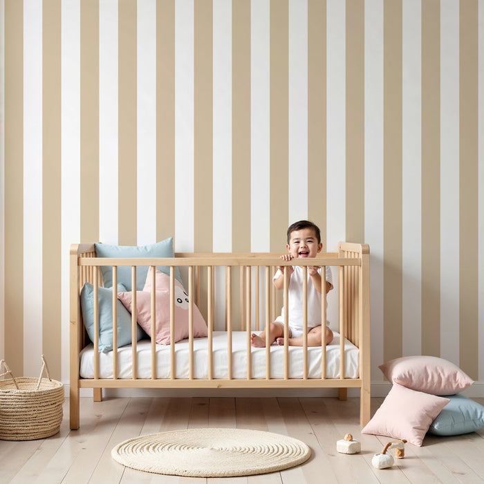 Papel pintado infantil | Rayas delicadas en tonos neutros