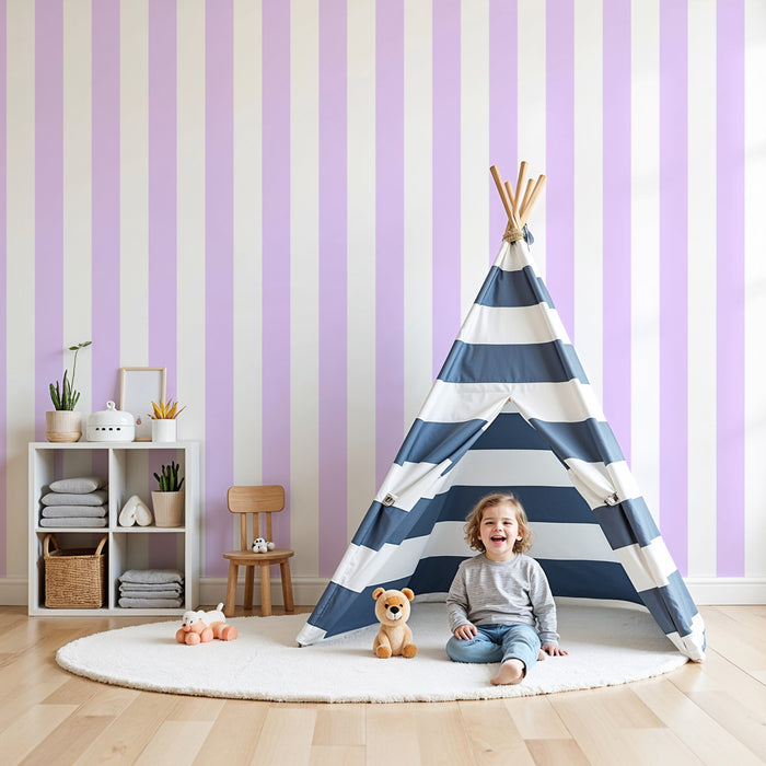 Papel pintado infantil | Rayas suaves en malva