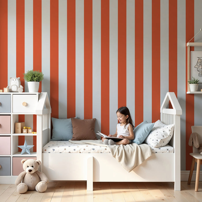 Barntapet | Orange och vita ränder