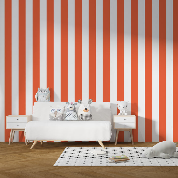 Barntapet | Orange och vita ränder
