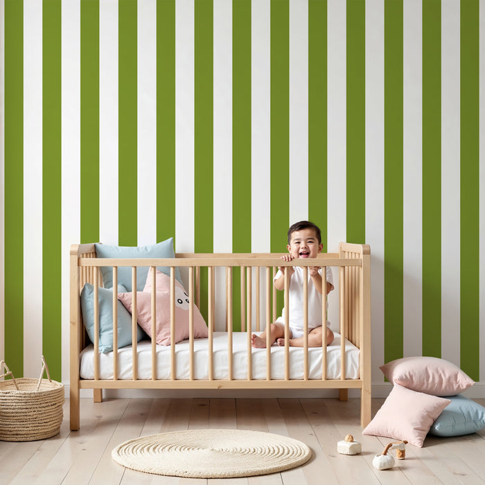 Papel pintado infantil | Rayas verdes relajantes