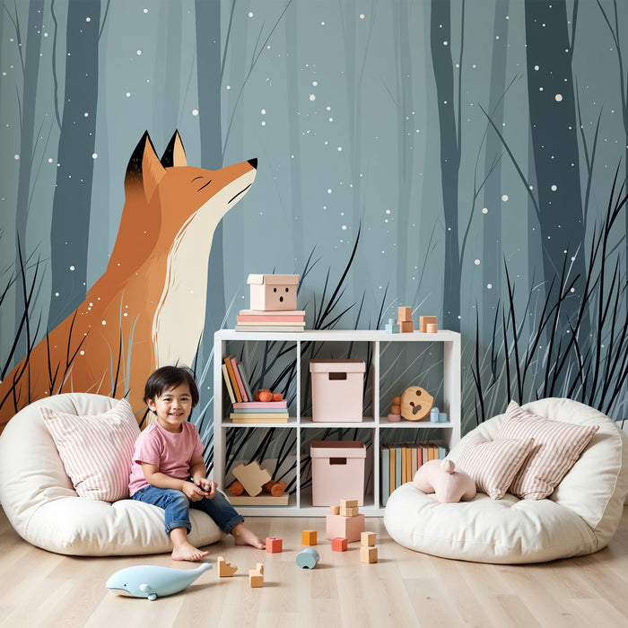 Kinderkamer behang | Vos in de sneeuw
