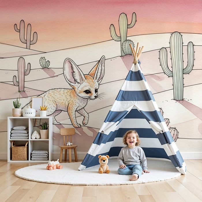 Papel de parede criança | Fennec fox in a colorful desert