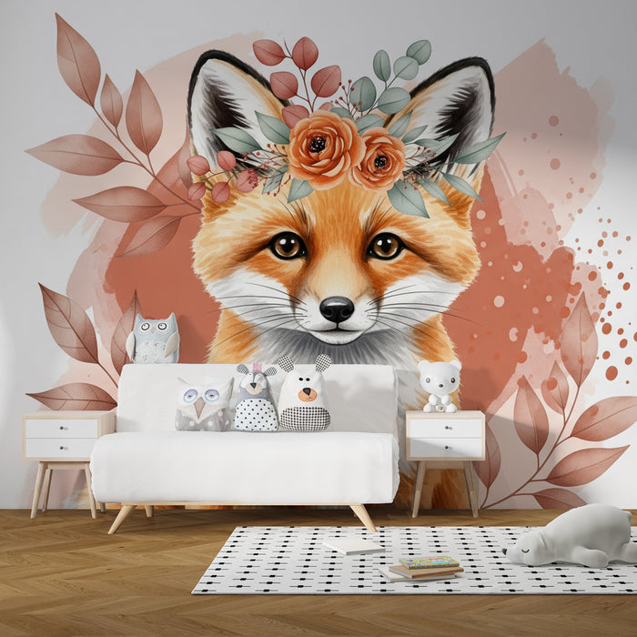 Barntapet | Eleganta rävar och delikata blommor