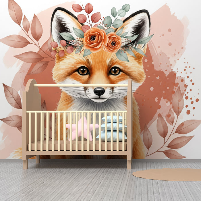 Barntapet | Eleganta rävar och delikata blommor